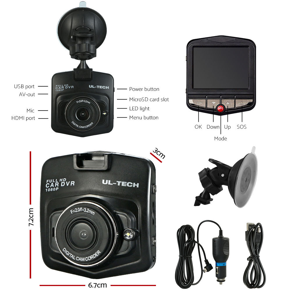 UL-tech Mini Car Dash Camera 1080P 2.4" LCD Video DVR Recorder Camera Front Cam-Auto Accessories > Audio-PEROZ Accessories