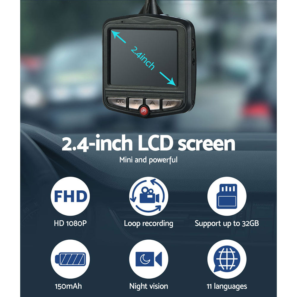 UL-tech Mini Car Dash Camera 1080P 2.4" LCD Video DVR Recorder Camera Front Cam-Auto Accessories > Audio-PEROZ Accessories
