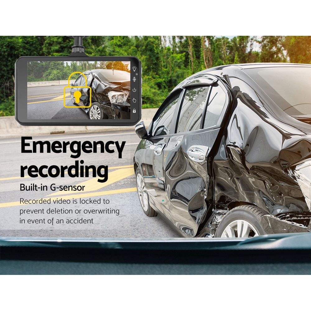 UL Tech 4 Inch Dual Camera Dash Camera - Black-Auto Accessories > Audio-PEROZ Accessories