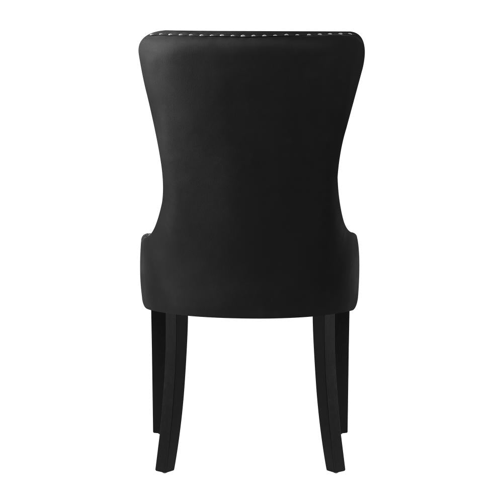 Oikiture Velert Dining Chair with Wooden Frame and French Tufted X2 Black-Dining Chair-PEROZ Accessories