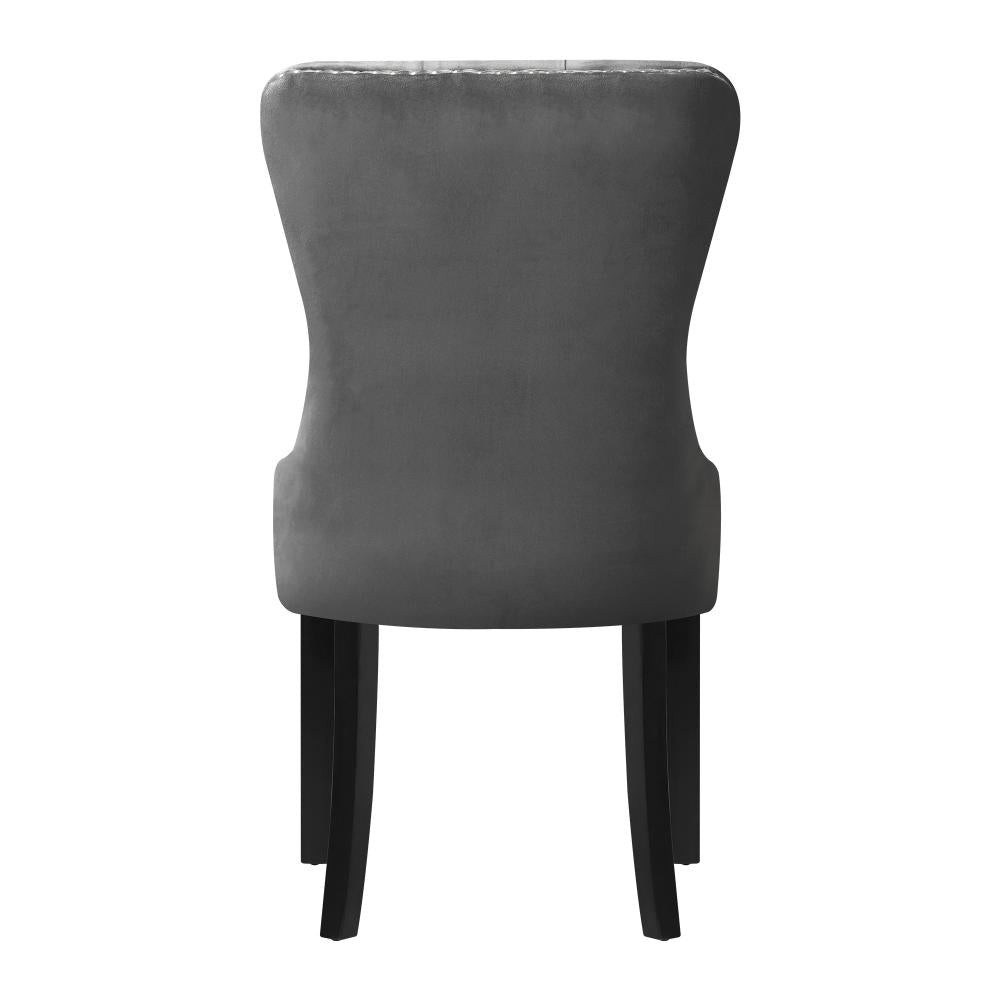 Oikiture Velert Dining Chair with Wooden Frame and French Tufted X2 Grey-Dining Chair-PEROZ Accessories