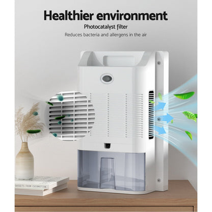 Devanti 2L Dehumidifier Air Purifier White-Appliances &gt; Aroma Diffusers &amp; Humidifiers-PEROZ Accessories