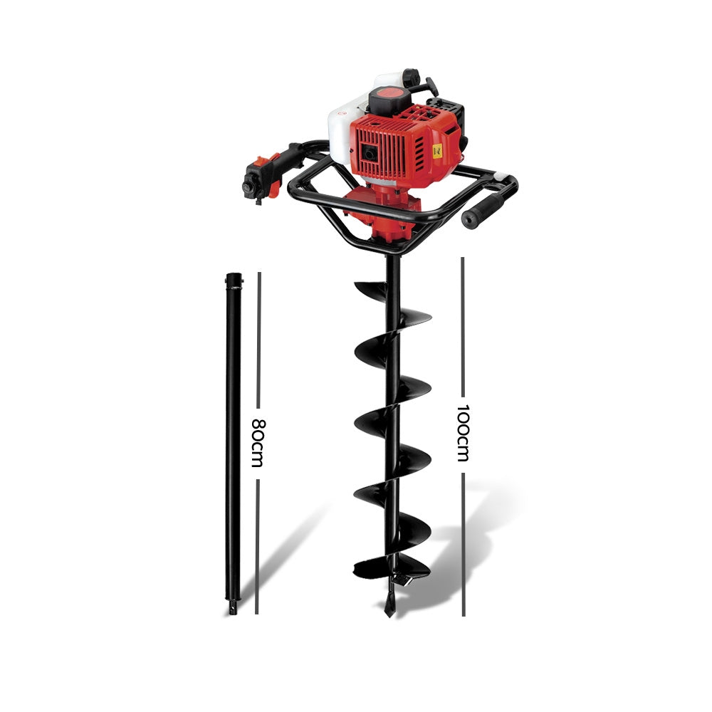 Giantz 92CC Petrol Post Hole Digger Drill Borer Fence Extension Auger Bits-Tools > Industrial Tools-PEROZ Accessories