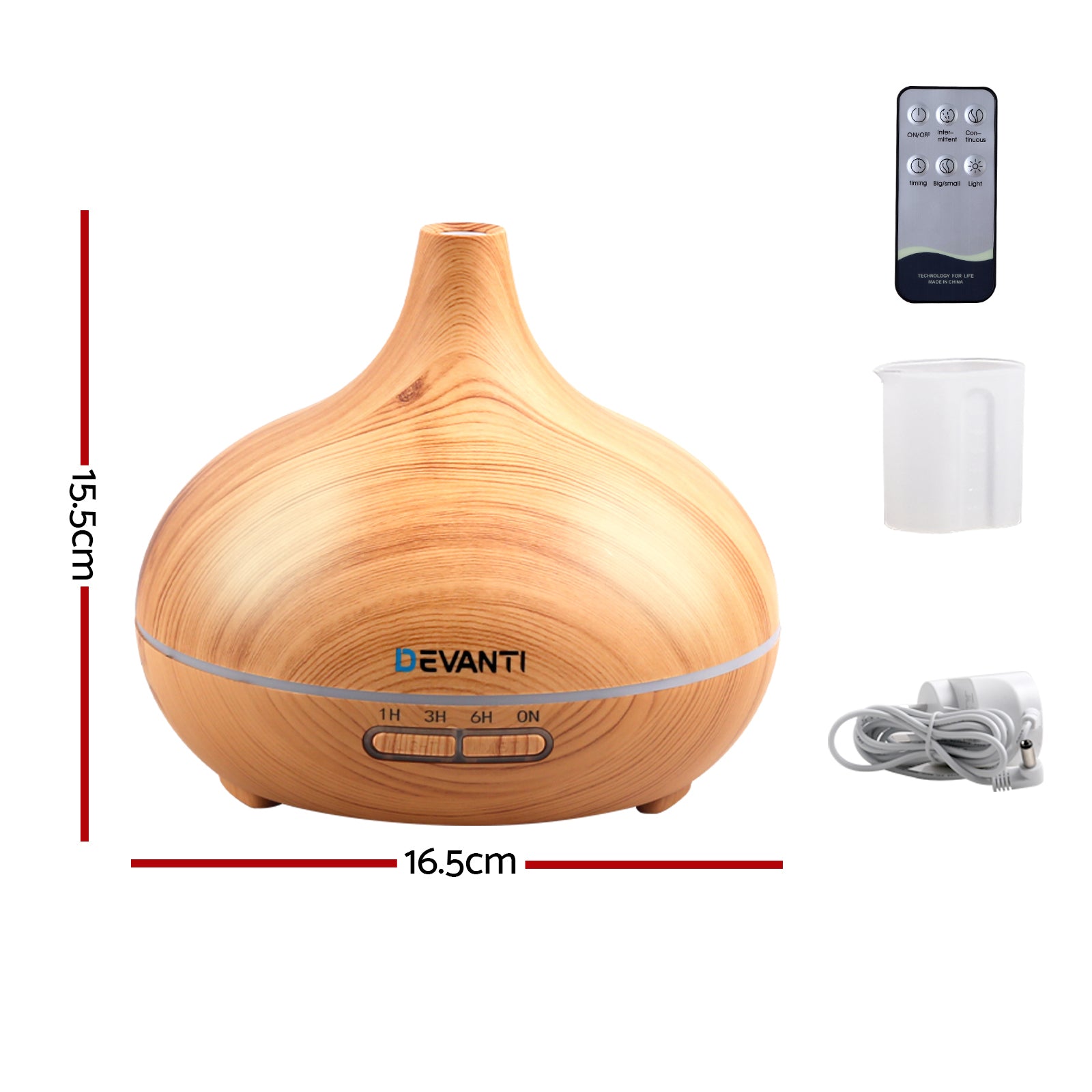 Devanti 300ml 4 in 1 Aroma Diffuser - Light Wood-Aroma Diffusers & Humidifiers-PEROZ Accessories