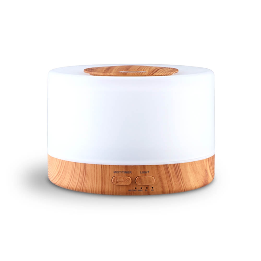 DEVANTI Aroma Diffuser Aromatherapy LED Night Light Air Humidifier Purifier Round Light Wood Grain 500ml Remote Control-Appliances > Aroma Diffusers & Humidifiers-PEROZ Accessories