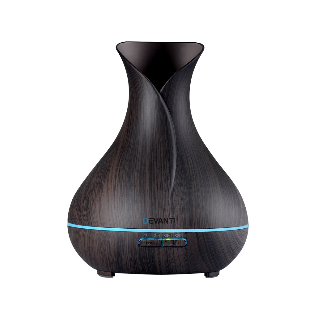 Devanti 400ml 4 in 1 Aroma Diffuser with remote control- Dark Wood-Appliances > Aroma Diffusers & Humidifiers-PEROZ Accessories