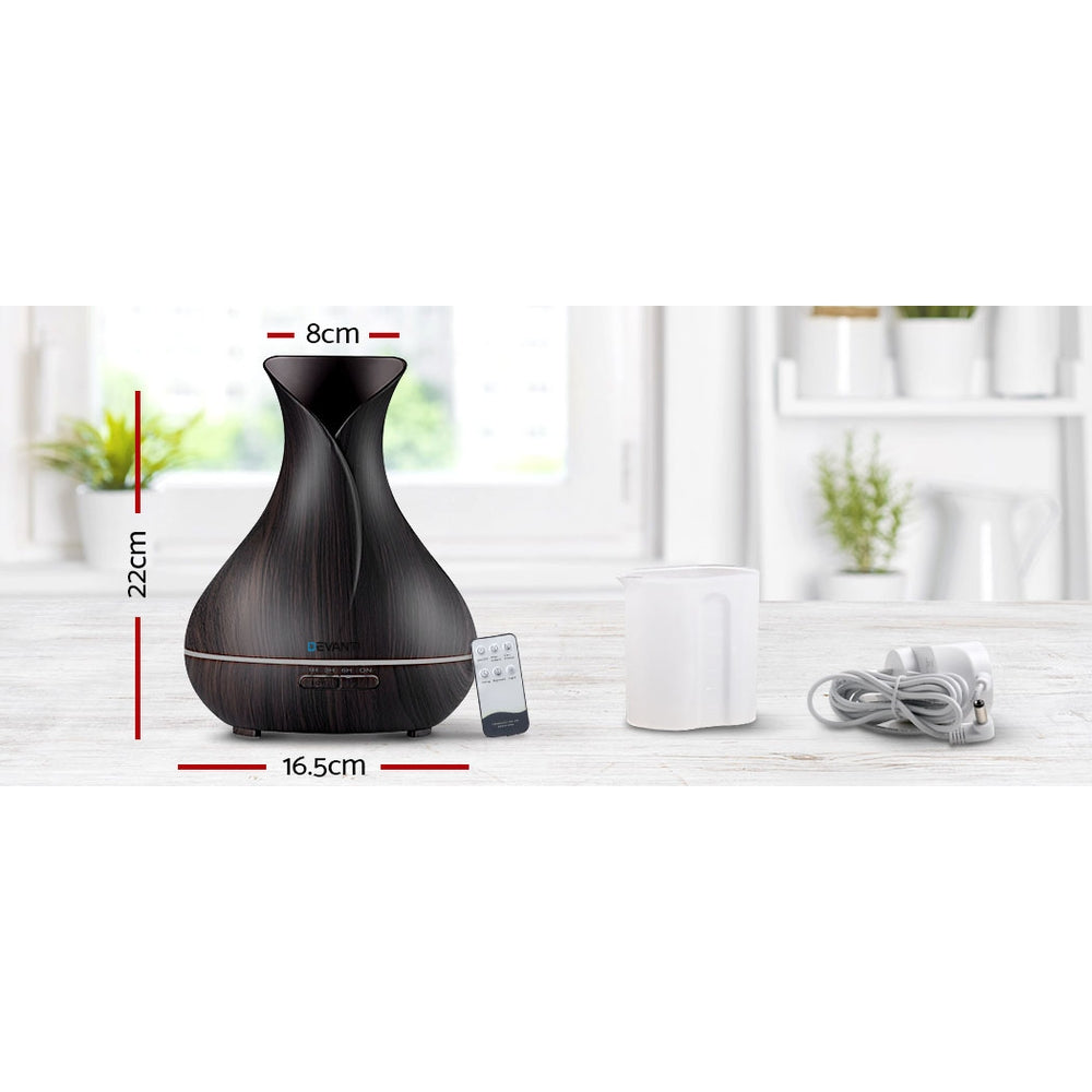 Devanti 400ml 4 in 1 Aroma Diffuser with remote control- Dark Wood-Appliances > Aroma Diffusers & Humidifiers-PEROZ Accessories