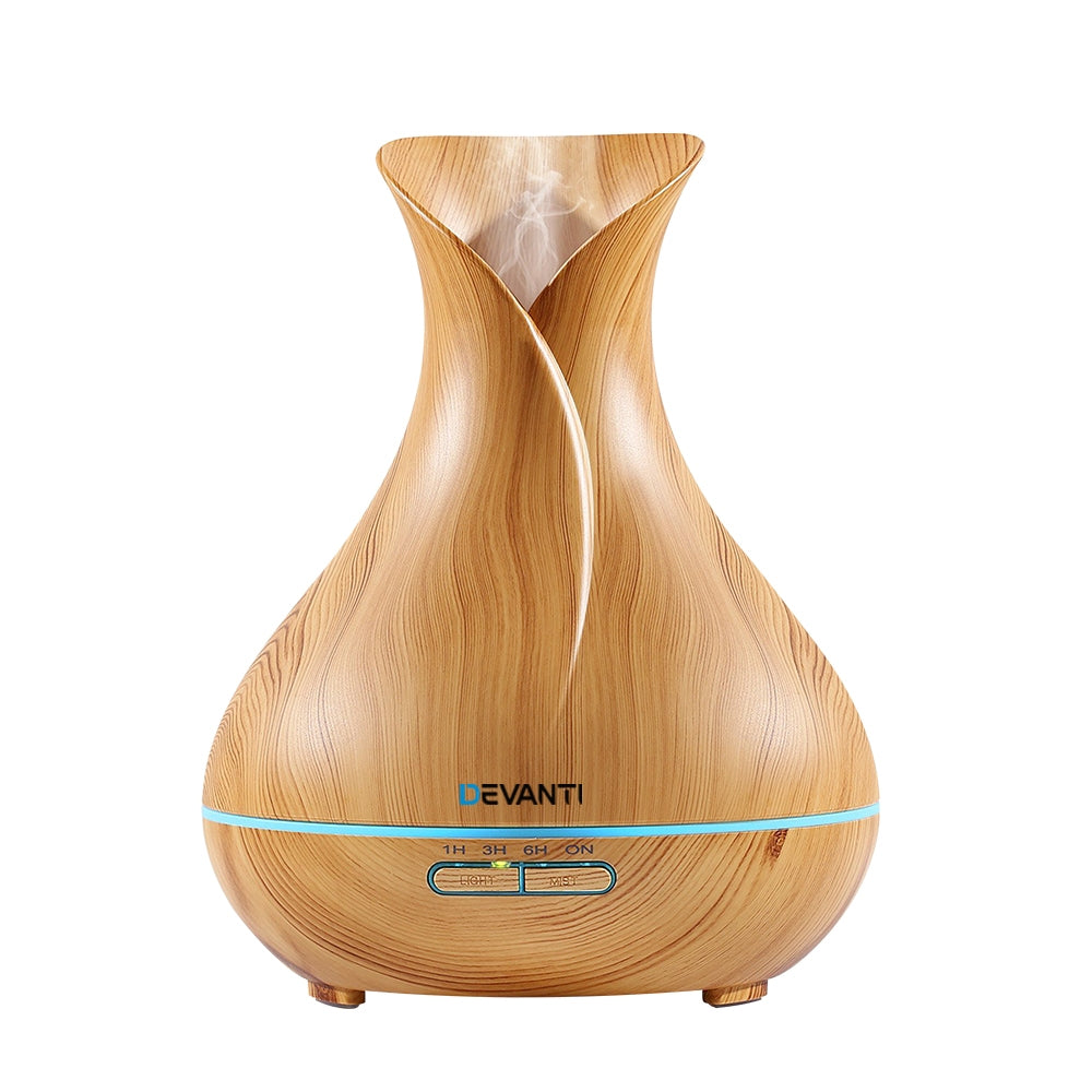 Devanti 400ml 4 in 1 Aroma Diffuser remote control - Light Wood-Appliances > Aroma Diffusers & Humidifiers-PEROZ Accessories