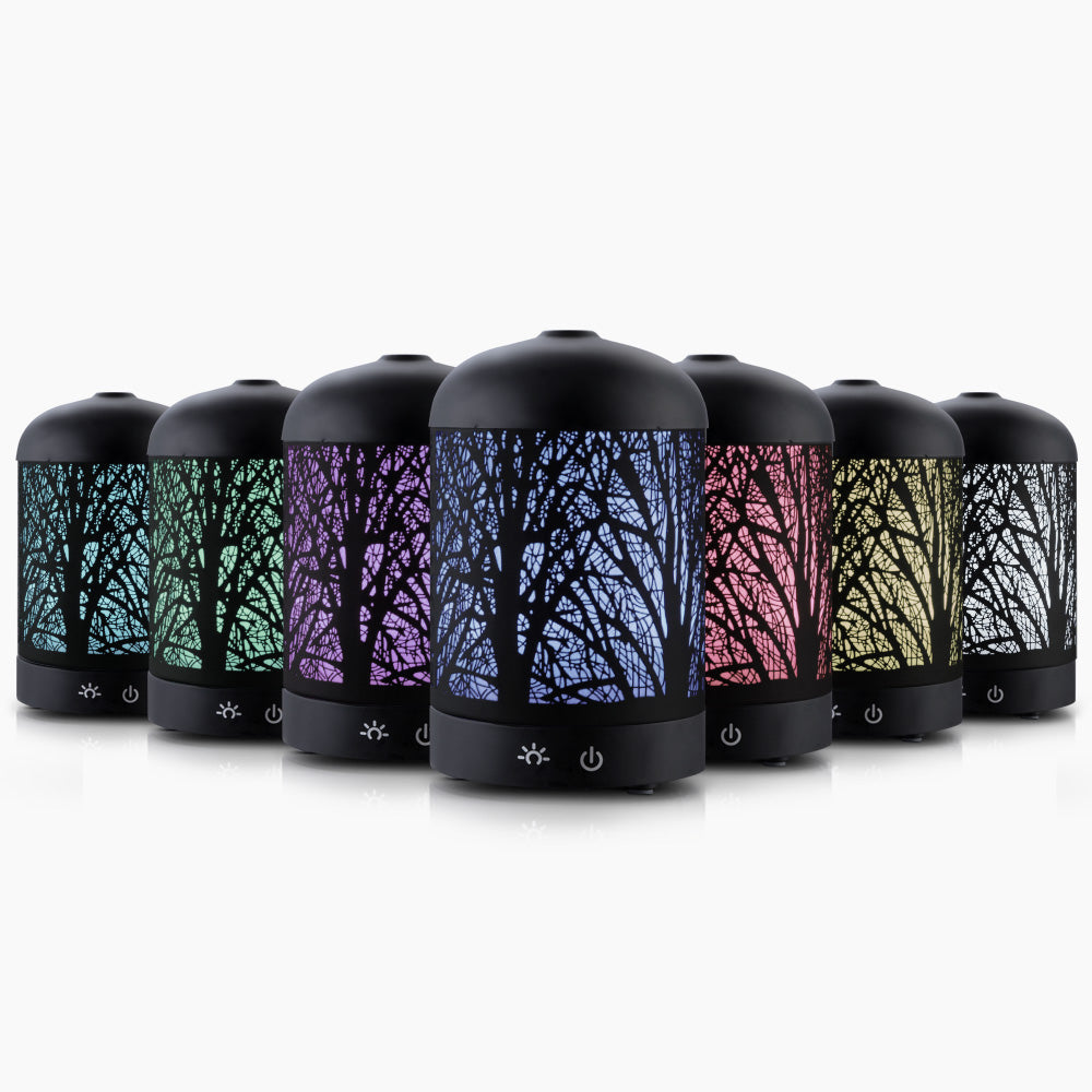 DEVANTI Aroma Diffuser Aromatherapy LED Night Light Iron Air Humidifier Black Forrest Pattern 160ml-Appliances > Aroma Diffusers & Humidifiers-PEROZ Accessories