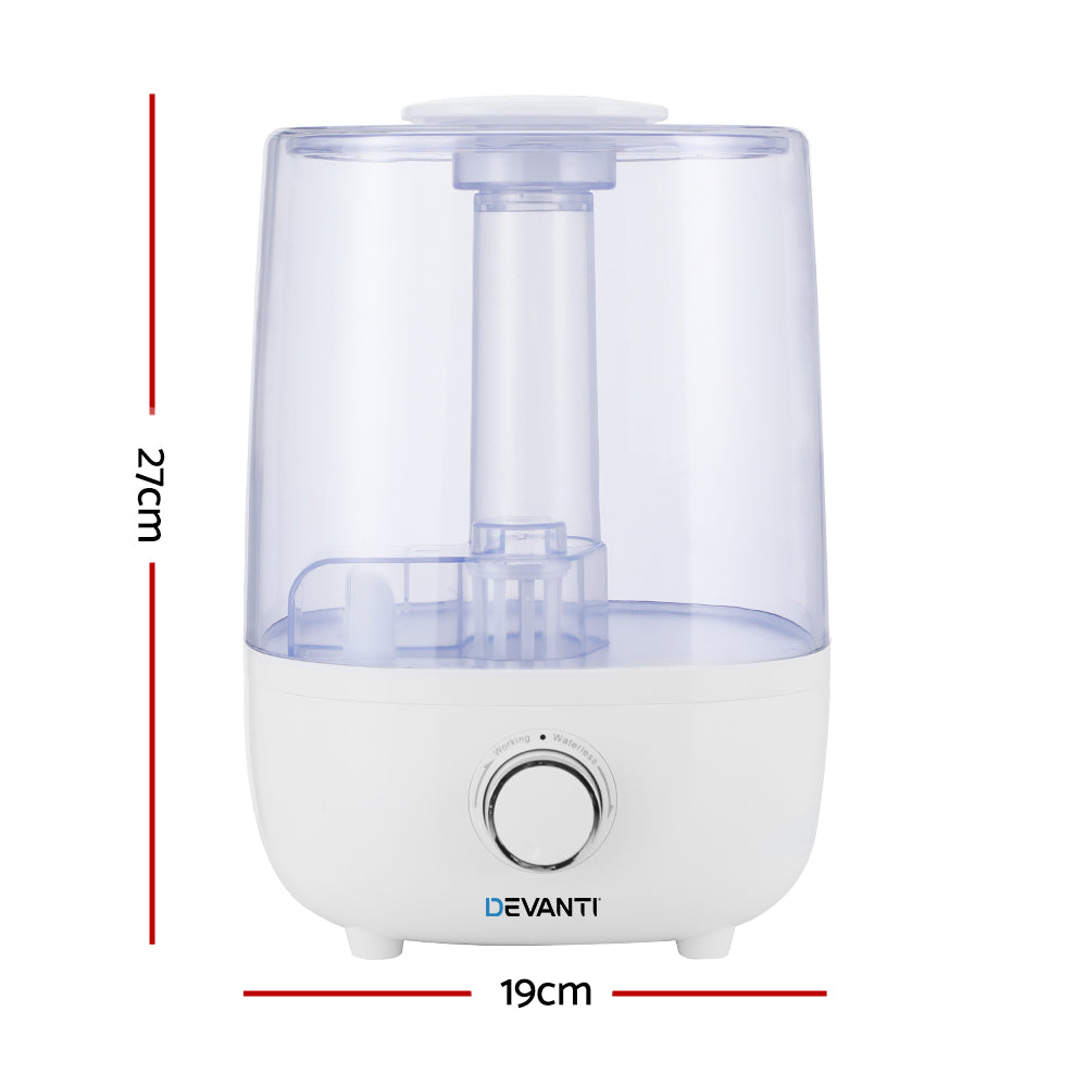 Devanti 4L Air Humidifier Ultrasonic Purifier Mist Aroma Diffuser Aromatherapy-Appliances > Aroma Diffusers & Humidifiers-PEROZ Accessories