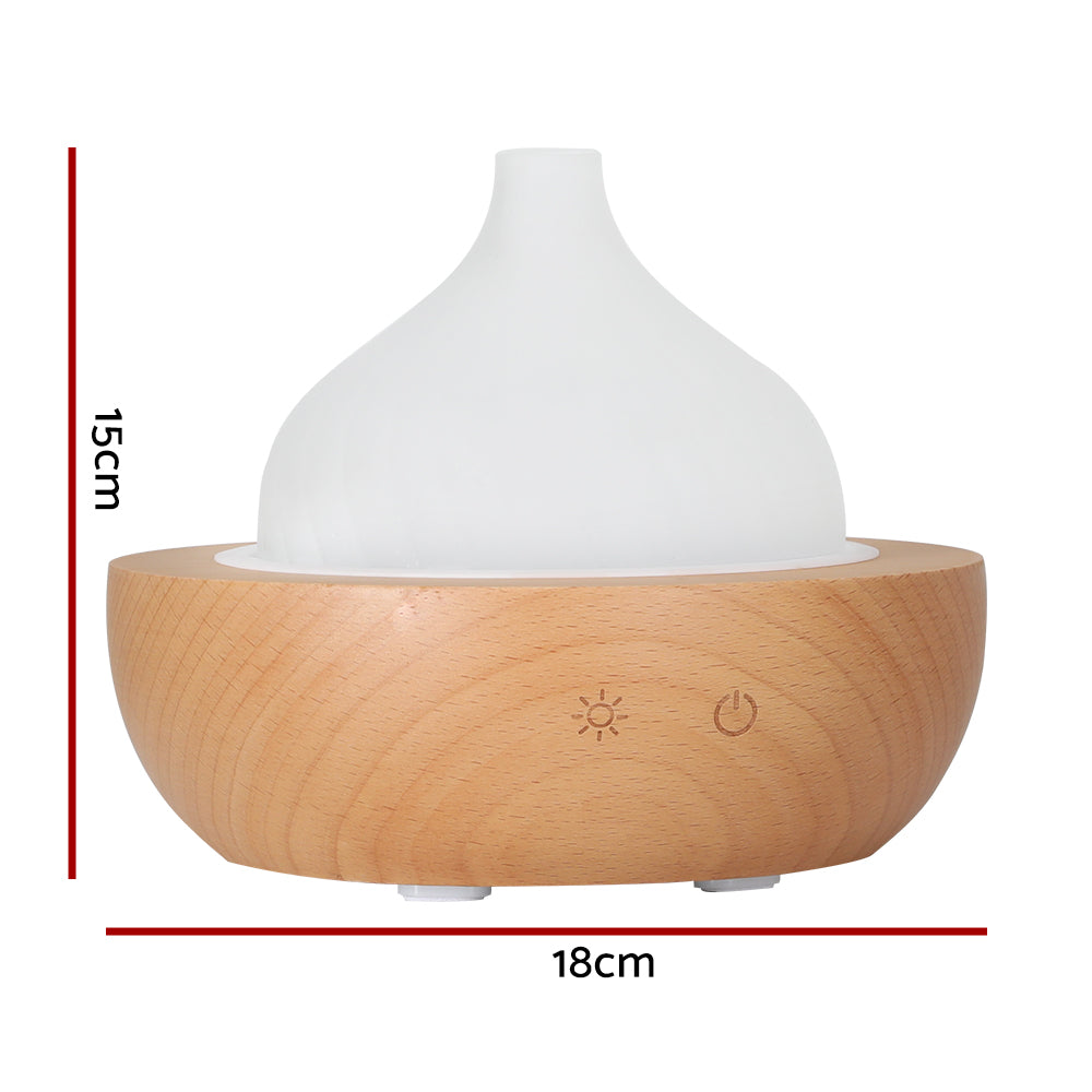 Devanti Aroma Aromatherapy Diffuser LED Oil Ultrasonic Air Humidifier Glass Wood-Appliances > Aroma Diffusers & Humidifiers-PEROZ Accessories