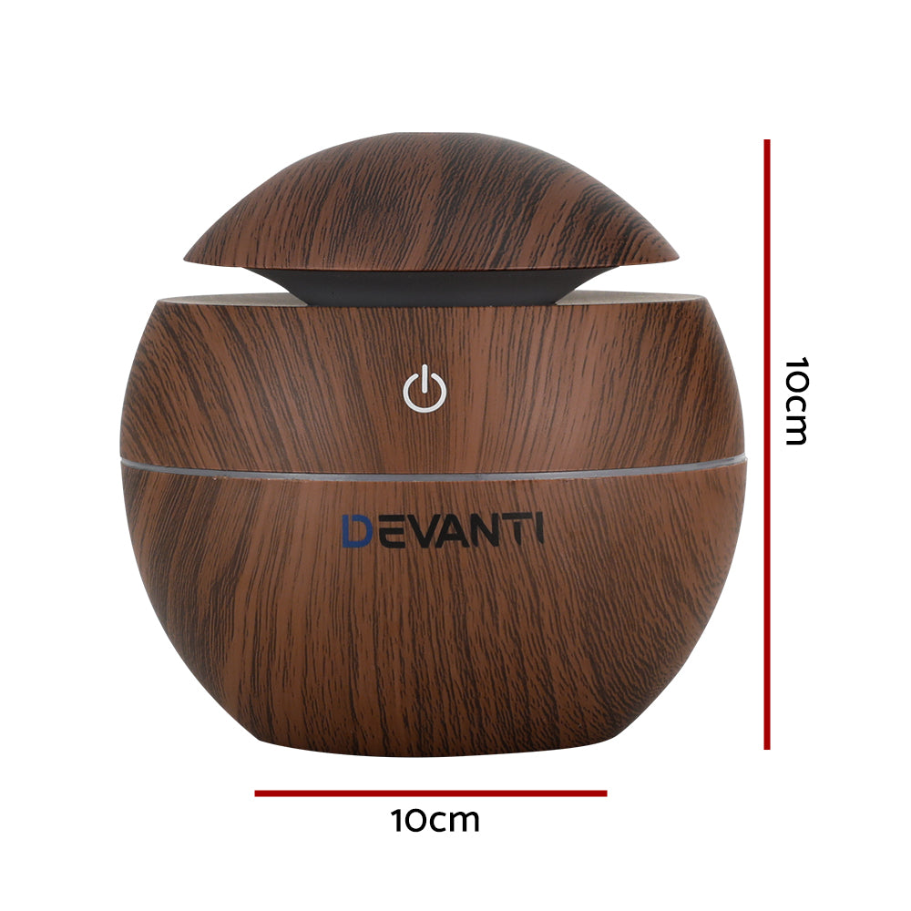 Devanti Aroma Diffuser Aromatherapy Essential Oils Air Humidifier LED 130ML-Appliances > Aroma Diffusers & Humidifiers-PEROZ Accessories