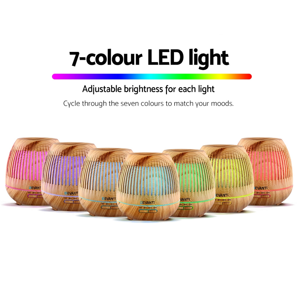 Devanti Aromatherapy Diffuser Aroma Essential Oils Air Humidifier LED Light 400ml-Appliances > Aroma Diffusers & Humidifiers-PEROZ Accessories
