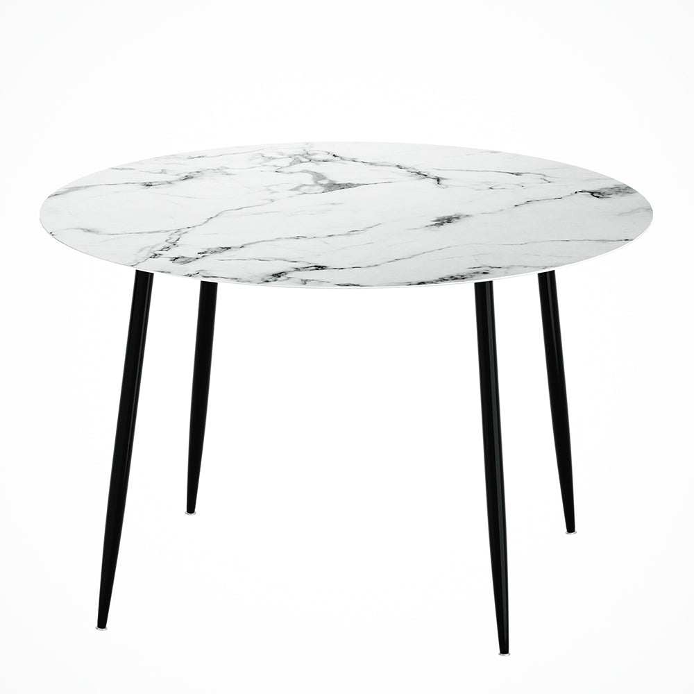 Artiss Dining Table Round Wooden Table With Marble Effect Metal Legs 110CM White-Furniture > Dining-PEROZ Accessories
