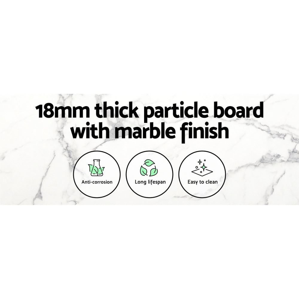 Artiss Dining Table Round Wooden Table With Marble Effect Metal Legs 110CM White-Furniture > Dining-PEROZ Accessories