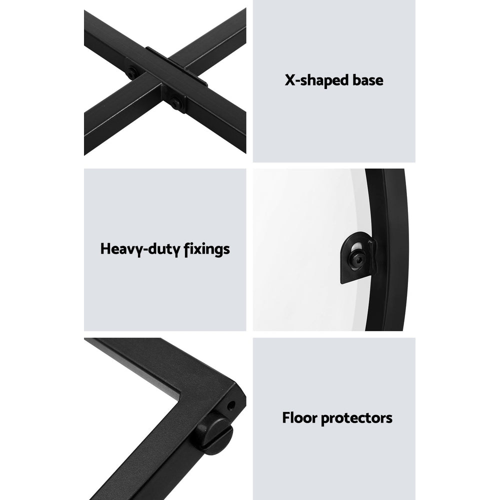 Artiss Coffee Table Marble Effect Side Tables Bedside Round Black Metal 70X70CM-Furniture > Dining - Peroz Australia - Image - 6