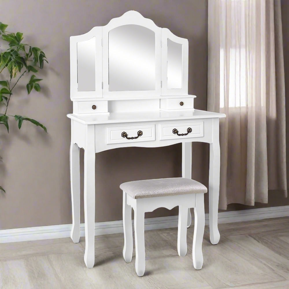 Artiss Dressing Table with Mirror - White-Furniture &gt; Bedroom - Peroz Australia - Image - 1