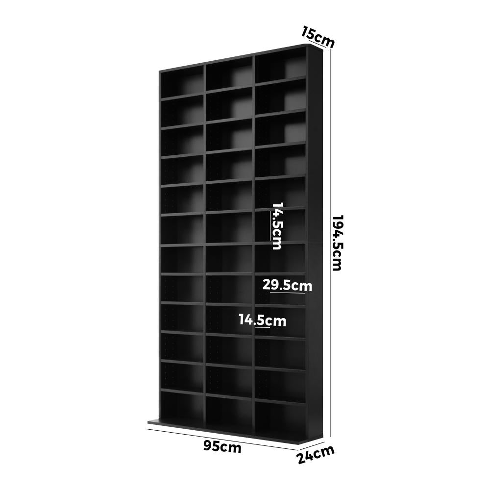 Oikiture Bookcase Bookshelf 1044 CD/DVD Rack Wooden Shelving Unit Display Shelf-Black-Display Shelf-PEROZ Accessories