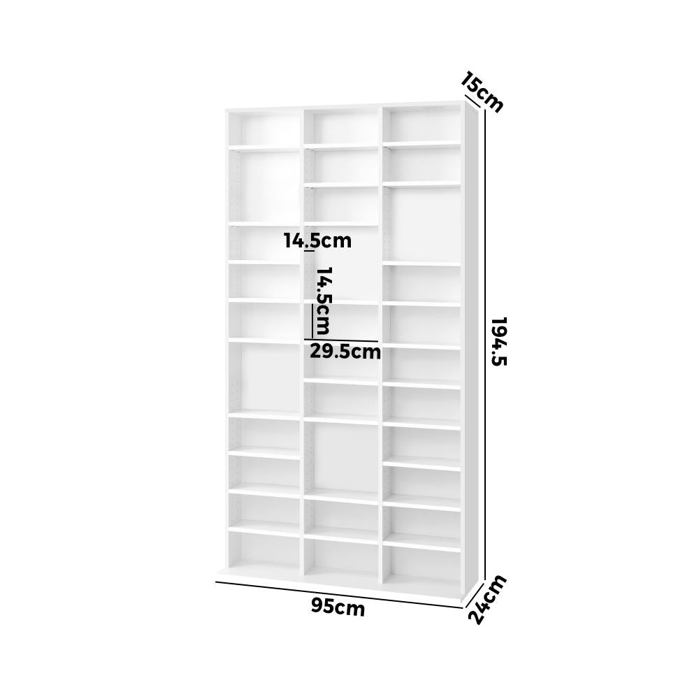 Oikiture Bookcase Bookshelf 1044 CD/DVD Rack Wooden Shelving Unit Display Shelf-White-Display Shelf-PEROZ Accessories