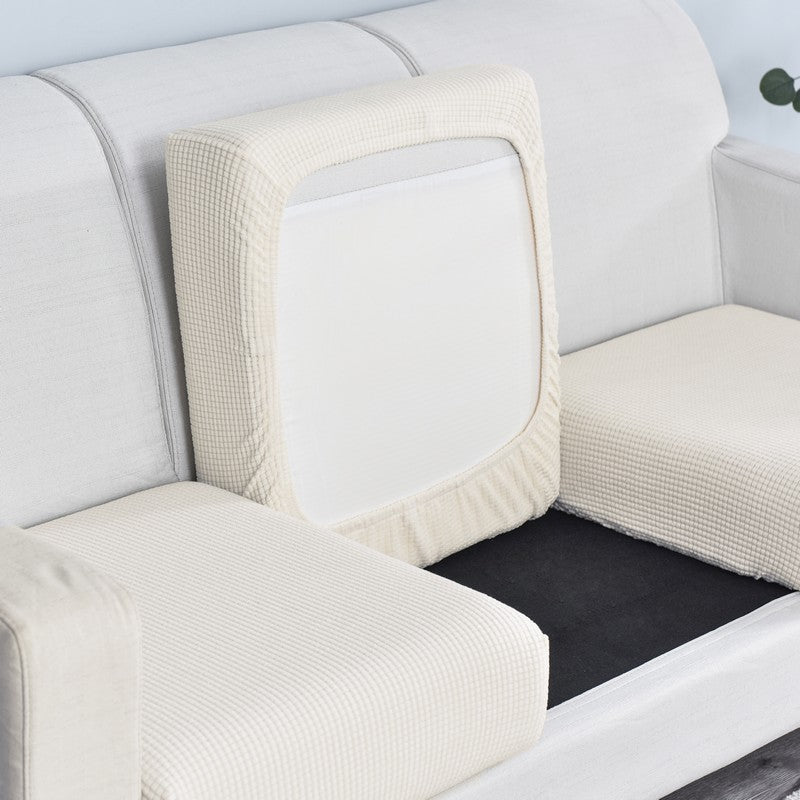 Anyhouz Sofa Cover White Polyester Thick Stretchable Cushion For Living Room 1Pc Enlarge Size 130-160cm-Slipcovers-PEROZ Accessories