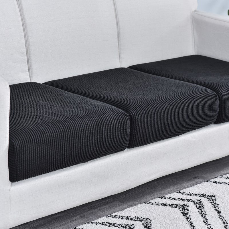Anyhouz Sofa Cover Black Polyester Thick Stretchable Cushion For Living Room 1Pc Normal Size 95-120cm-Slipcovers-PEROZ Accessories