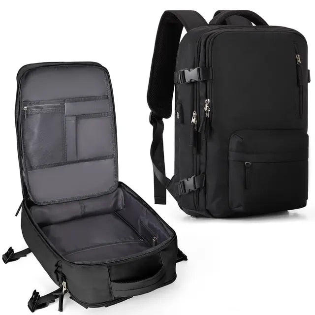 Anypack Backpack Black Bag Large Capacity Multi-Function Suitcase USB Charging School Luggage Lightweight-Backpacks-PEROZ Accessories