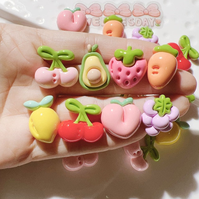 Anykidz 8pcs Shiny Fruit Design Shoe Charm Accessories Jeans Clogs Pendant Pin Designer Ornament Jibbitz for Crocs-Shoe Charms-PEROZ Accessories