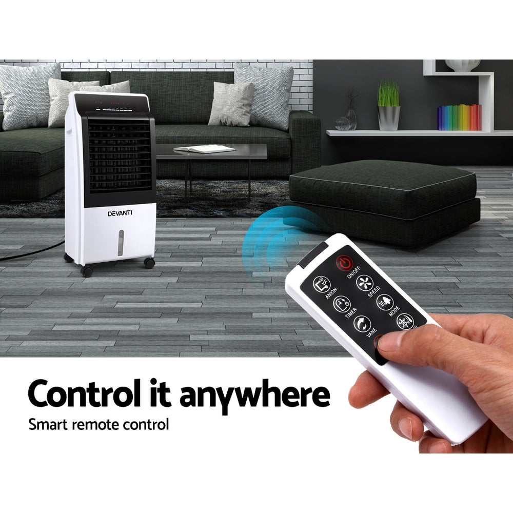 Devanti Evaporative Air Cooler Potable Fan Cooling Remote Control LED Display-Appliances > Air Conditioners-PEROZ Accessories