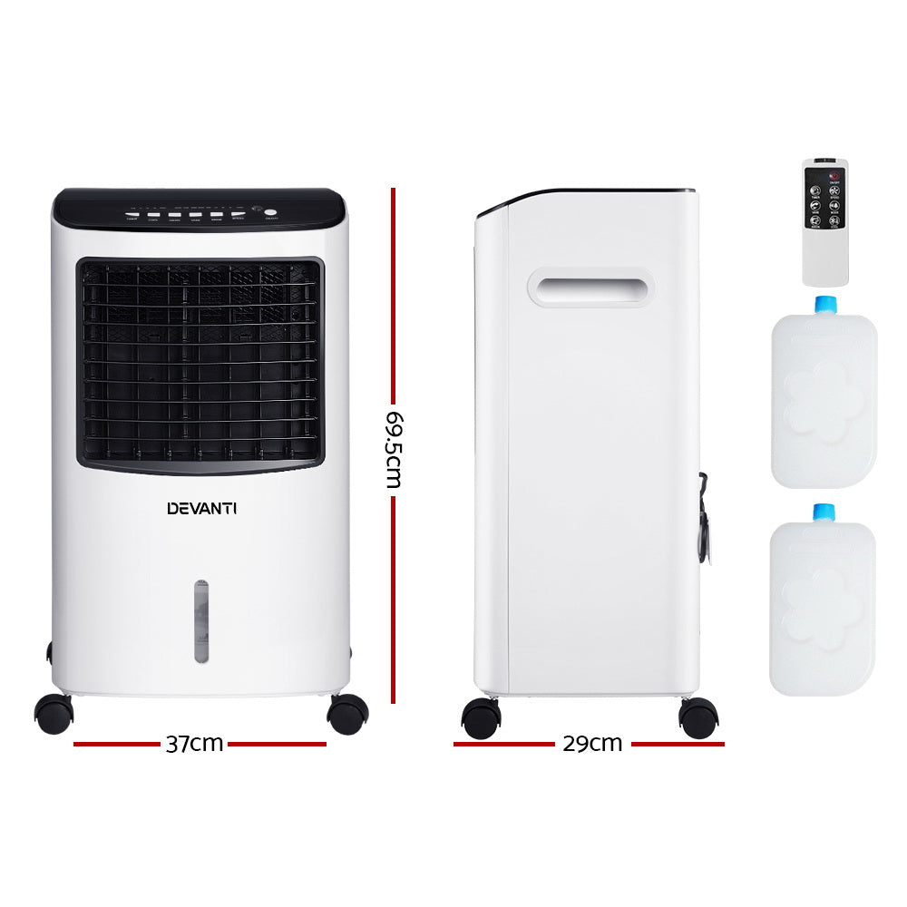 Devanti Evaporative Air Cooler Conditioner Portable 8L Cooling Fan Humidifier-Appliances > Air Conditioners-PEROZ Accessories