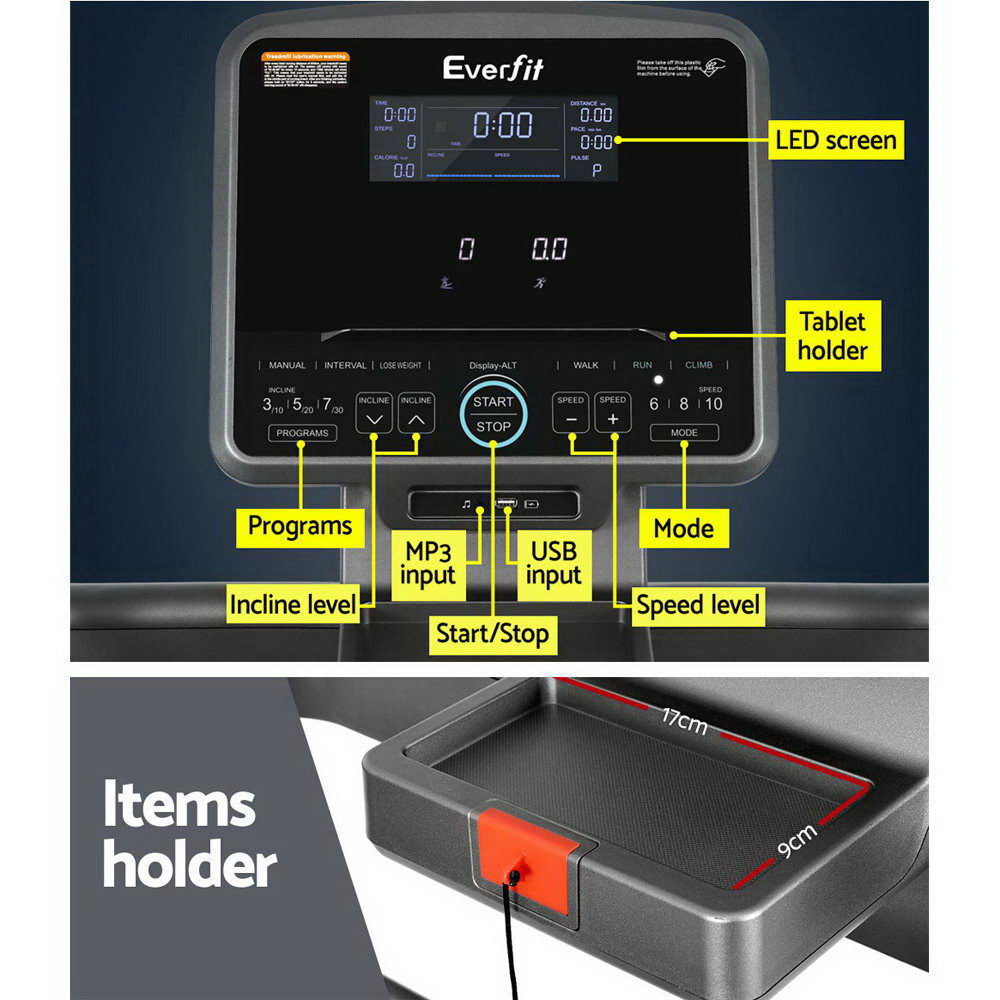 Everfit Electric Treadmill Auto Incline Trainer CM01 40 Level Incline Gym Exercise Running Machine Fitness-Sports & Fitness > Fitness Accessories-PEROZ Accessories