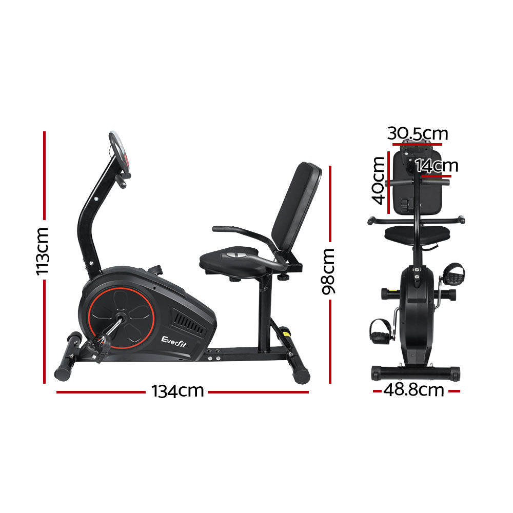 Everfit Magnetic Recumbent Exercise Bike Fitness Trainer Home Gym Equipment Black-Sports & Fitness > Fitness Accessories-PEROZ Accessories