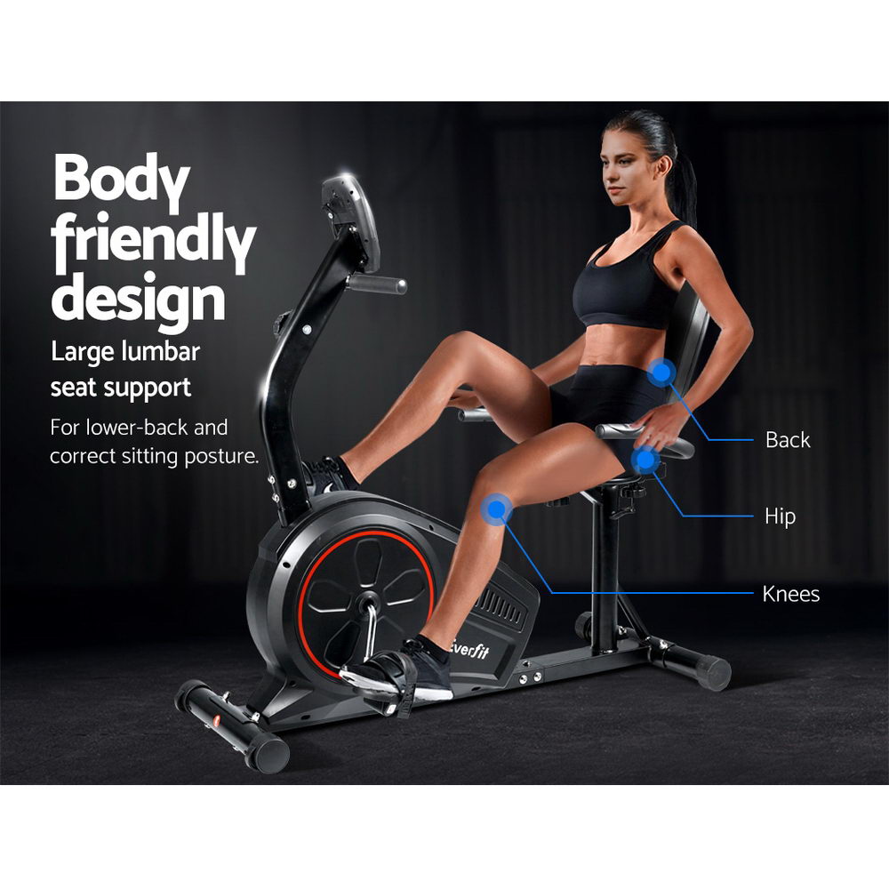 Everfit Magnetic Recumbent Exercise Bike Fitness Trainer Home Gym Equipment Black-Sports & Fitness > Fitness Accessories-PEROZ Accessories