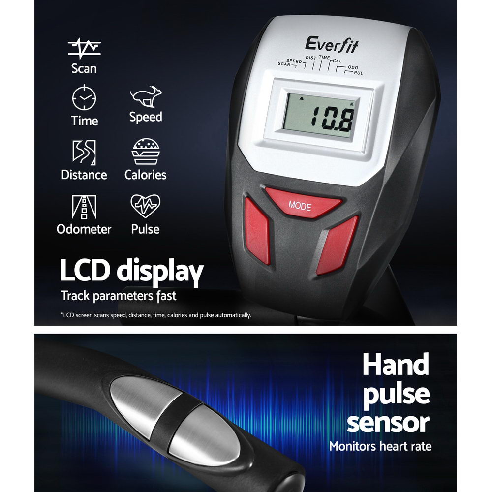 Everfit Magnetic Recumbent Exercise Bike Fitness Trainer Home Gym Equipment Black-Sports & Fitness > Fitness Accessories-PEROZ Accessories