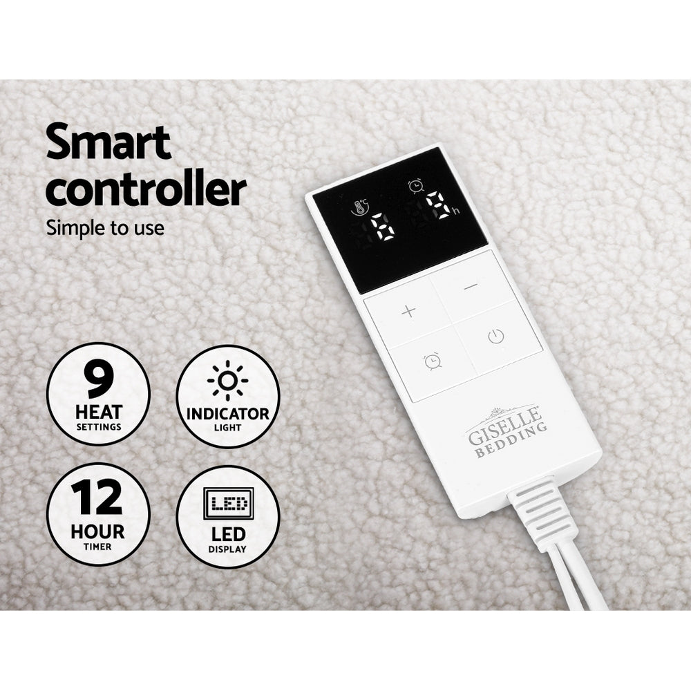 Giselle Bedding Single Size Electric Blanket Fleece-Electric Throw Blanket-PEROZ Accessories