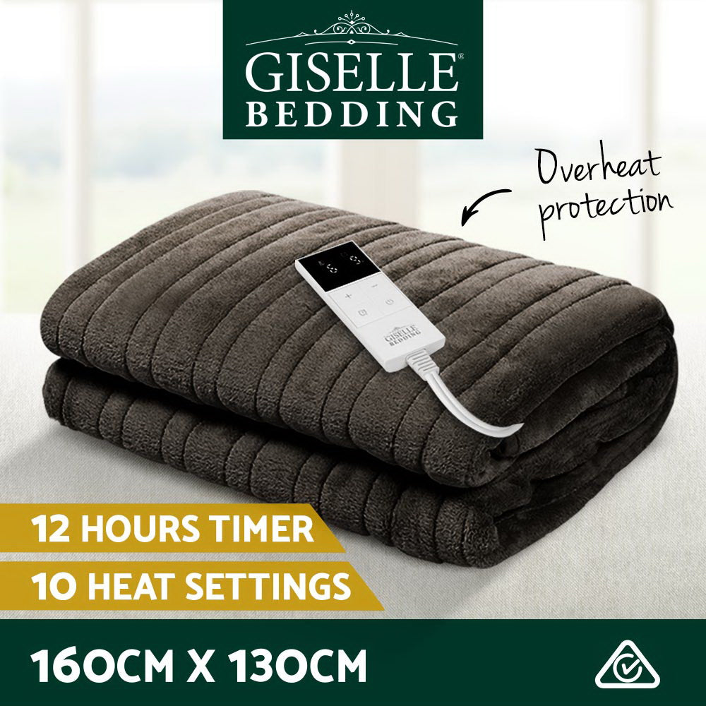 Giselle Bedding Electric Throw Blanket - Chocolate-Electric Throw Blanket-PEROZ Accessories