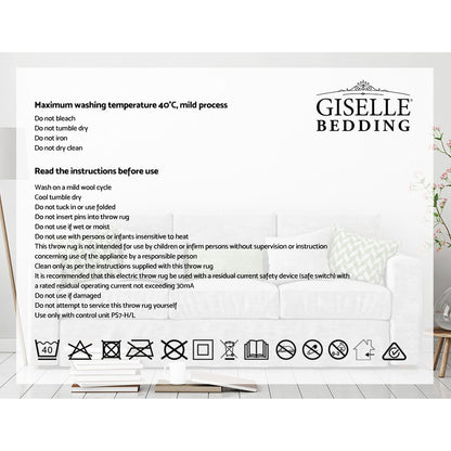 Giselle Bedding Electric Throw Blanket - Chocolate-Electric Throw Blanket-PEROZ Accessories