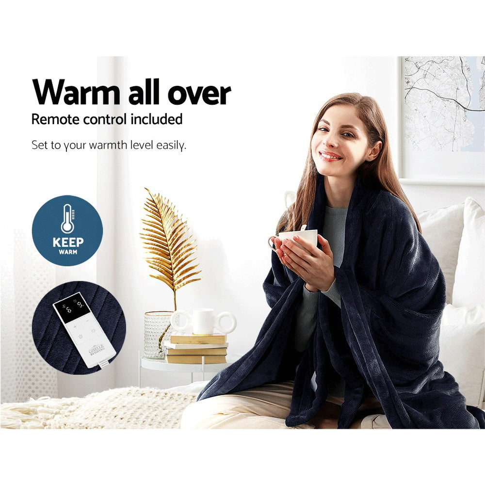 Giselle Bedding Heated Electric Throw Rug Fleece Sunggle Blanket Washable Charcoal-Electric Throw Blanket-PEROZ Accessories