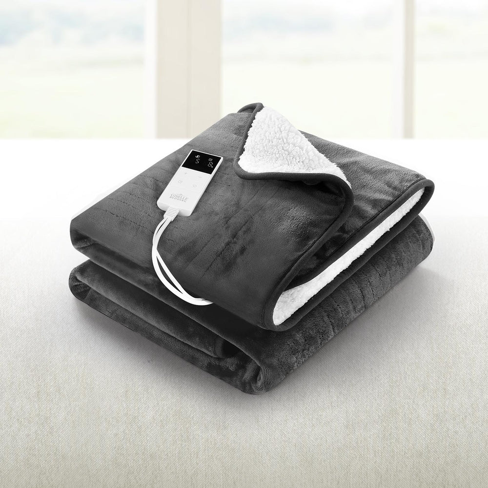 Giselle Electric Throw Rug Heated Blanket Washable Snuggle Flannel Winter Grey-Electric Throw Blanket-PEROZ Accessories