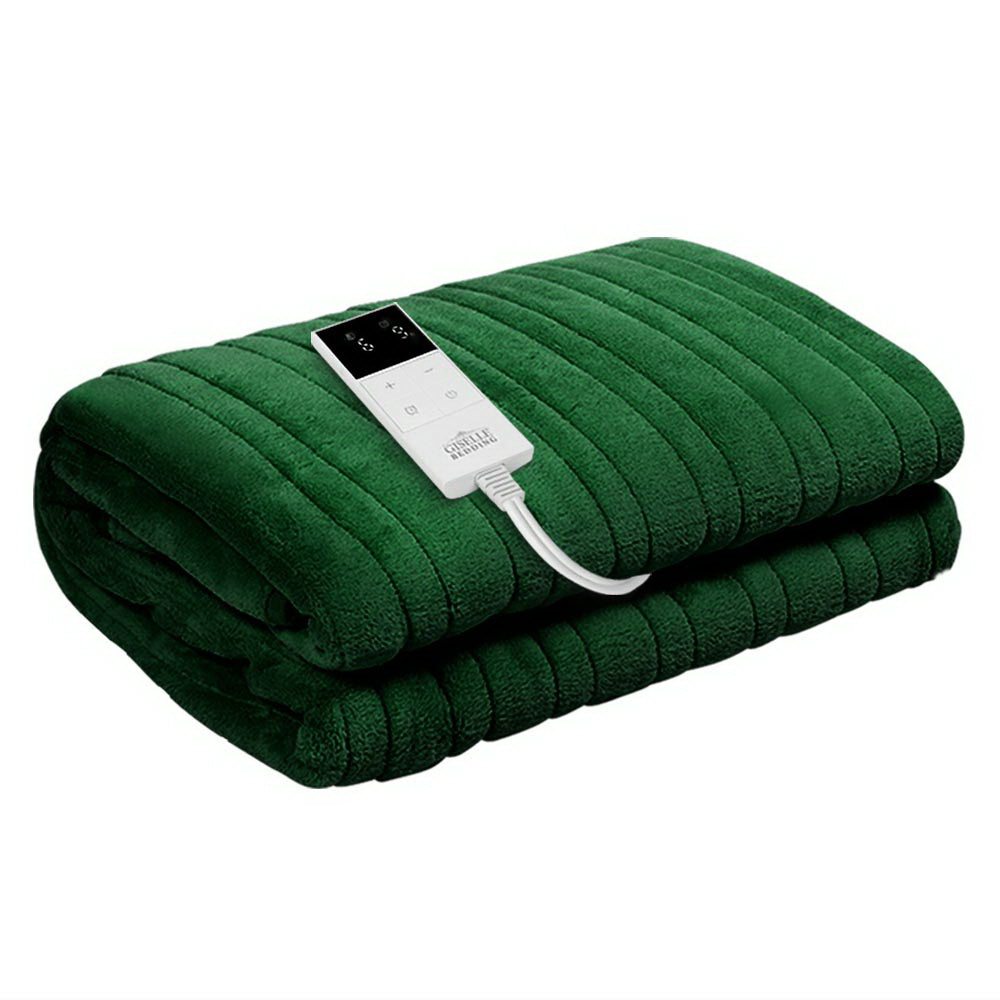 Giselle Electric Throw Rug Heated Blanket Washable Snuggle Flannel Winter Green-Electric Throw Blanket-PEROZ Accessories