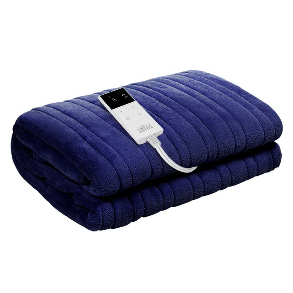 Giselle Bedding Electric Throw Blanket - Navy-Electric Throw Blanket-PEROZ Accessories