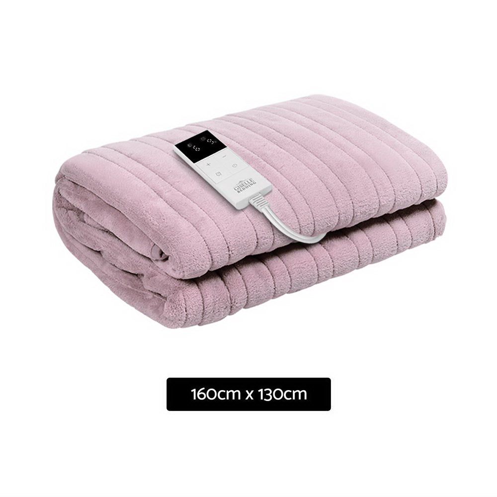 Giselle Bedding Heated Electric Throw Rug Fleece Sunggle Blanket Washable Pink-Electric Throw Blanket-PEROZ Accessories