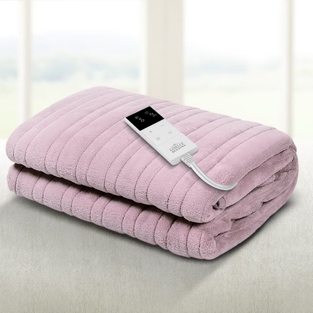 Giselle Bedding Heated Electric Throw Rug Fleece Sunggle Blanket Washable Pink-Electric Throw Blanket-PEROZ Accessories