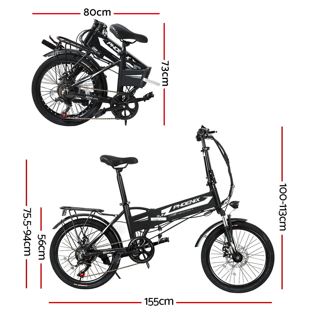 Phoenix Folding 20" Electric Bike Urban Bicycle eBike Removable Battery-Sports & Fitness > Bikes & Accessories-PEROZ Accessories