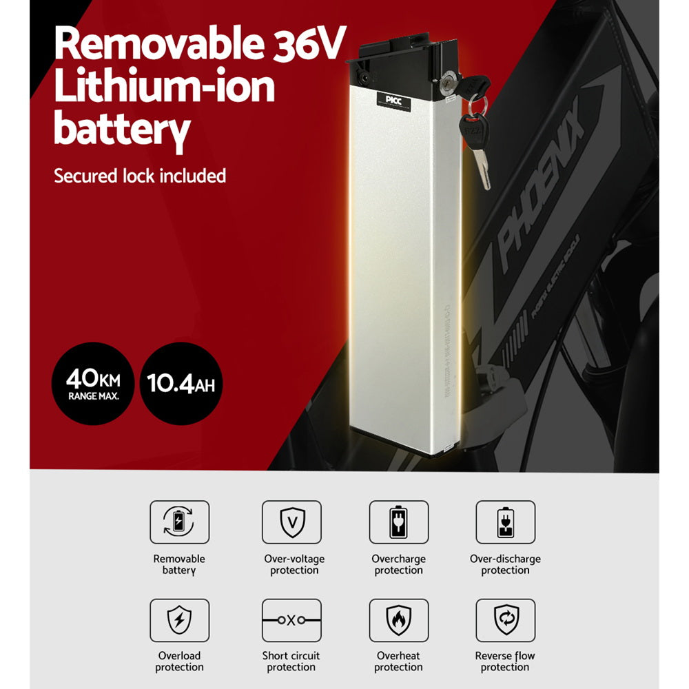 Phoenix Folding 20" Electric Bike Urban Bicycle eBike Removable Battery-Sports & Fitness > Bikes & Accessories-PEROZ Accessories