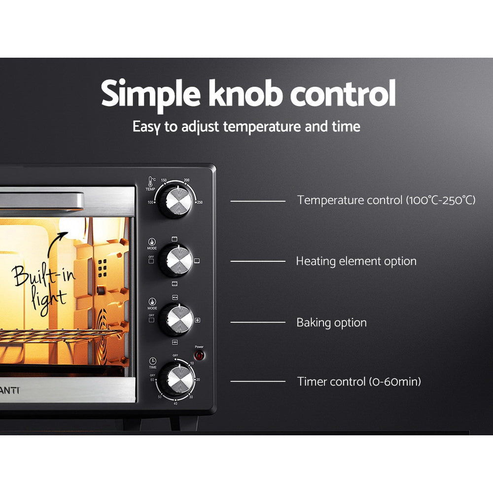 Devanti Electric Convection Oven Bake Benchtop Rotisserie Grill 45L-Convection Ovens-PEROZ Accessories