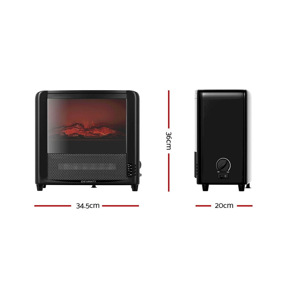 Devanti Electric Fireplace 3D Flame Effect Timer Portable Indoor Heater 2000W-Appliances &gt; Heaters-PEROZ Accessories