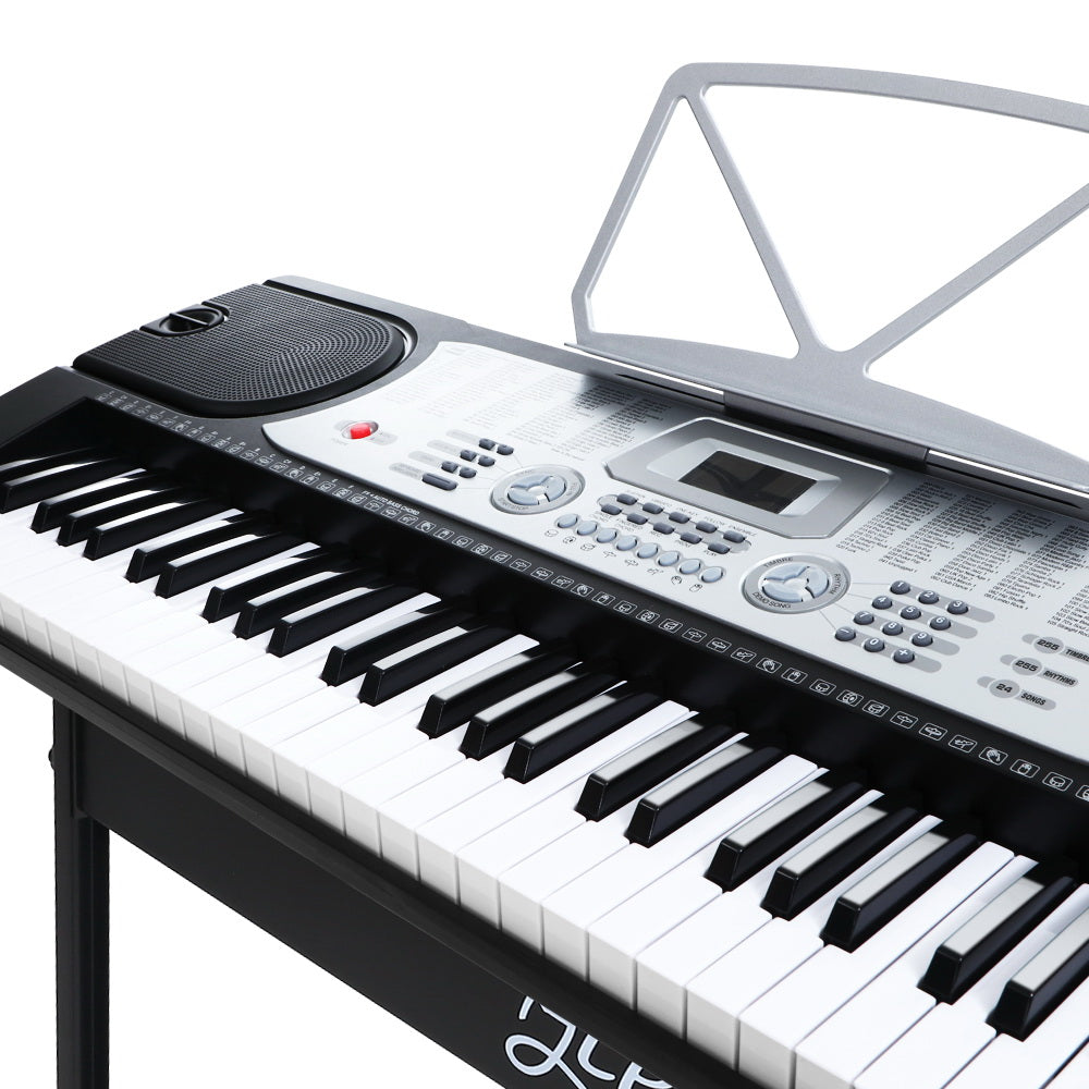 Alpha 61 Keys Electronic Piano Keyboard LED Electric Silver with Music Stand for Beginner-Audio & Video > Musical Instrument & Accessories-PEROZ Accessories