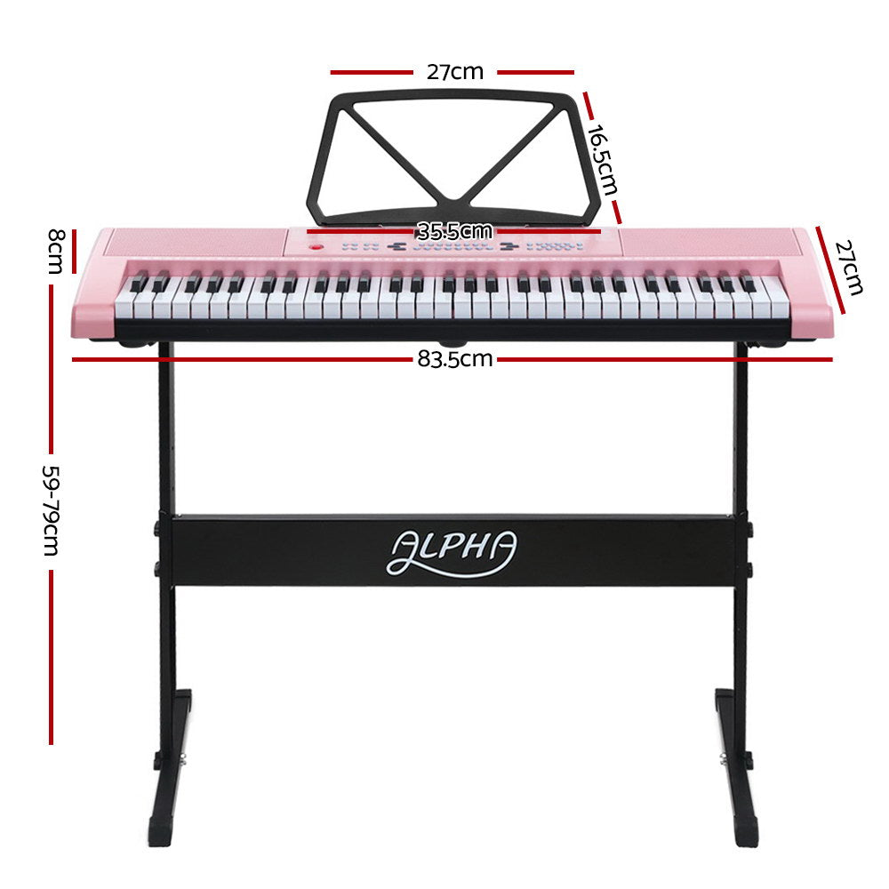 Alpha 61 Key Lighted Electronic Piano Keyboard LED Electric Holder Music Stand-Audio & Video > Musical Instrument & Accessories-PEROZ Accessories