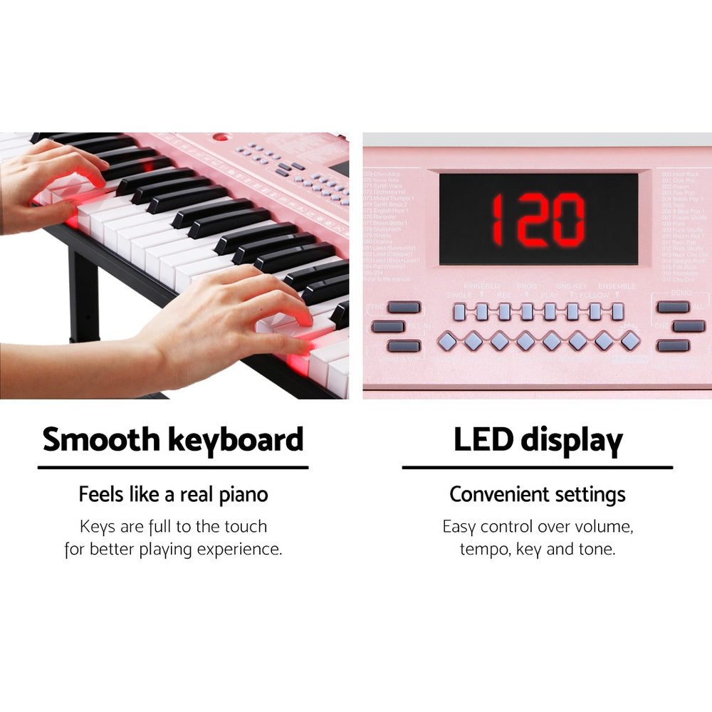 Alpha 61 Key Lighted Electronic Piano Keyboard LED Electric Holder Music Stand-Audio & Video > Musical Instrument & Accessories-PEROZ Accessories