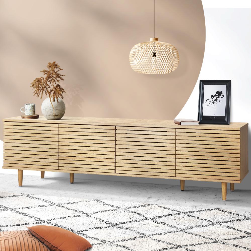Oikiture TV Cabinet Entertainment Unit Stand Storage Unique Door Furniture 160CM-Entertainment Unit-PEROZ Accessories